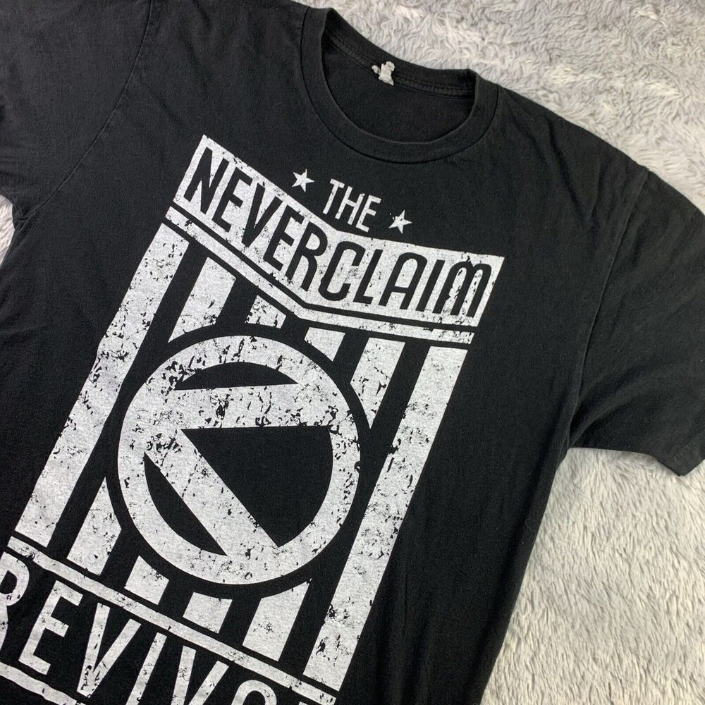 The Neverclaim Shirt Mens Medium Black Rock Band Music Revival Short Sleeve Tee